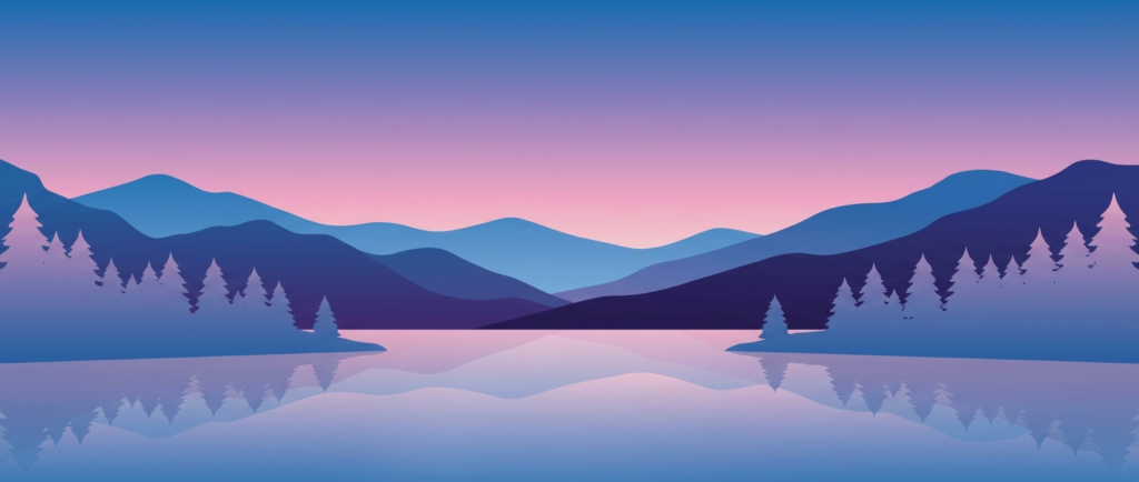 Minimal twilight mountain lake illustration (Epicnap featured image)